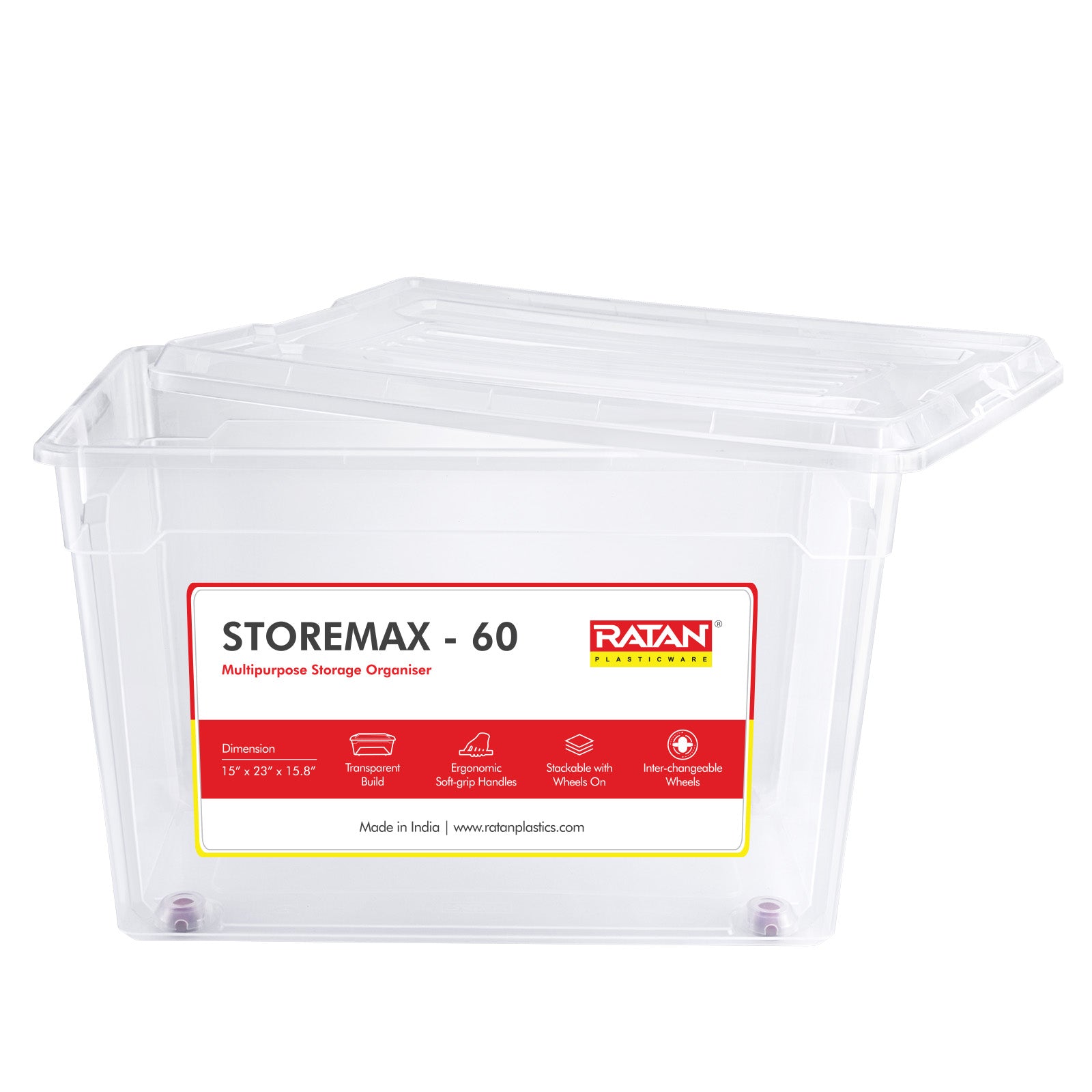 Storemax Plastic Storage Container Box with Wheels