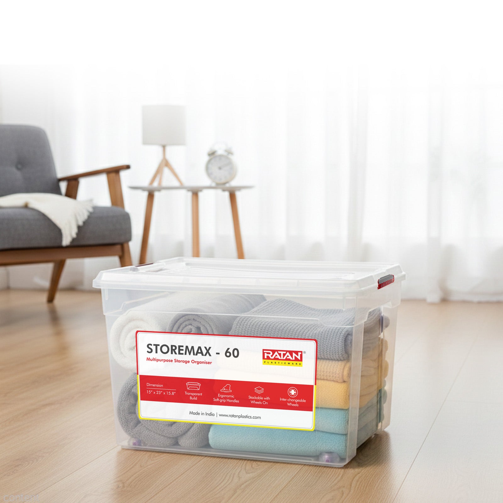 Storemax Plastic Storage Container Box with Wheels