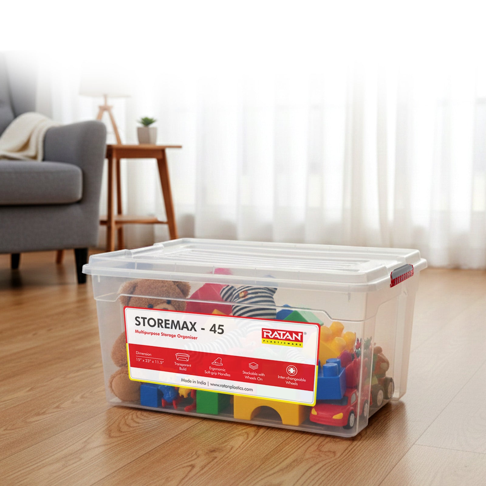 Storemax Plastic Storage Container Box with Wheels