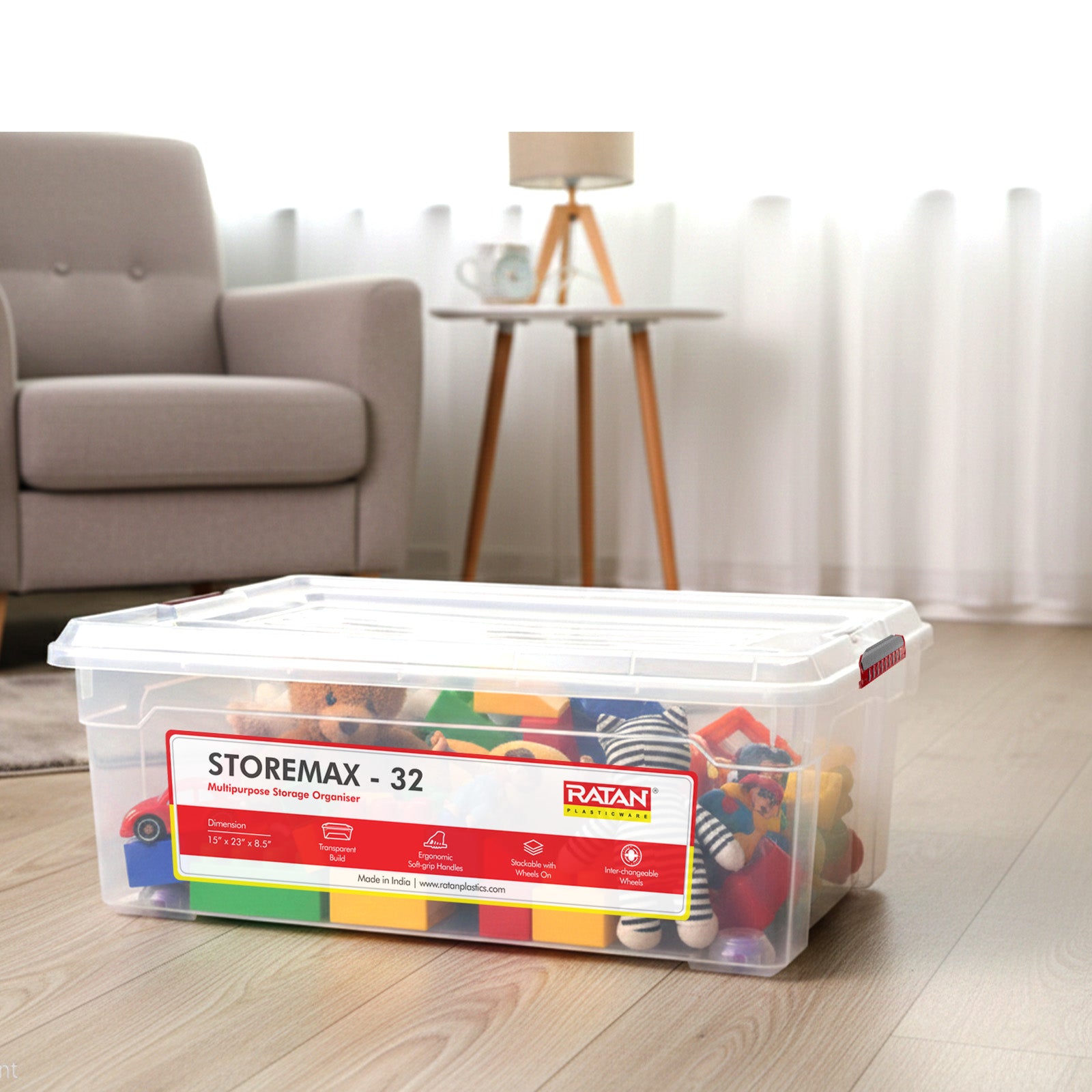 Storemax Plastic Storage Container Box with Wheels